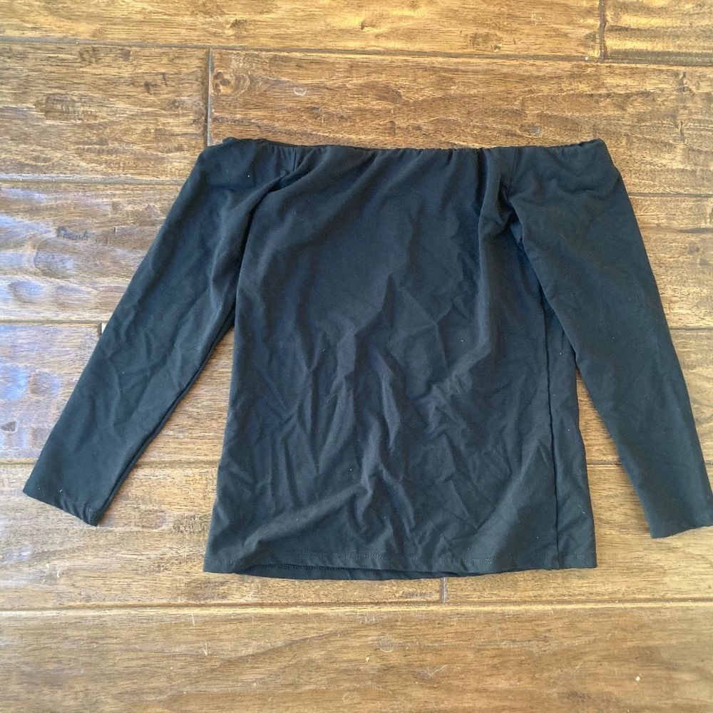 Hatch Small Black Stretch Off Shoulder Date Night Top Long Sleeve